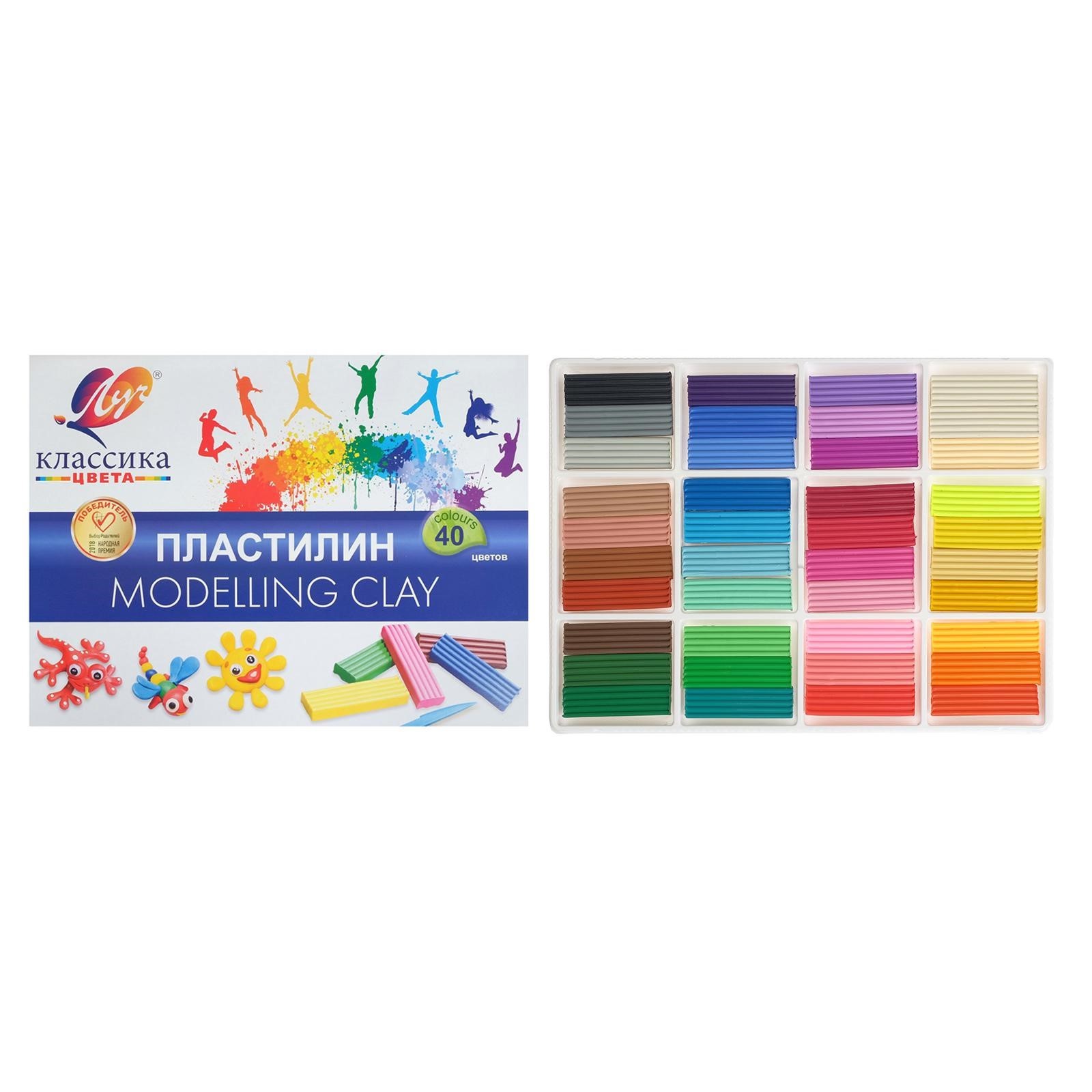 

Пластилин Луч "Классика", классический, со стеком, 40 цветов, 800 г, Разноцветный