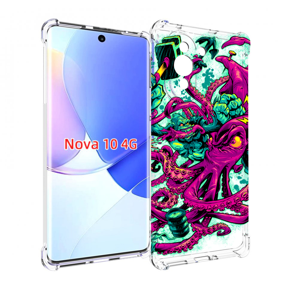 

Чехол MyPads фиолетовый кракен для Huawei Nova 10, Прозрачный, Tocco