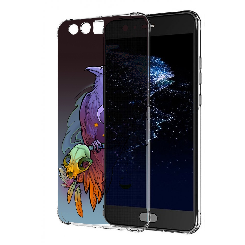 

Чехол бампер MyPads фиолетовый ворон на ветке для Huawei P10 Plu, Прозрачный, Tocco