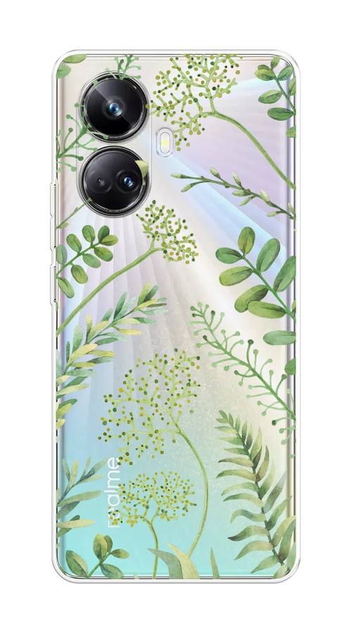 

Чехол на Realme 10 Pro+ "Green Leaves", Зеленый;прозрачный, 2512350-1