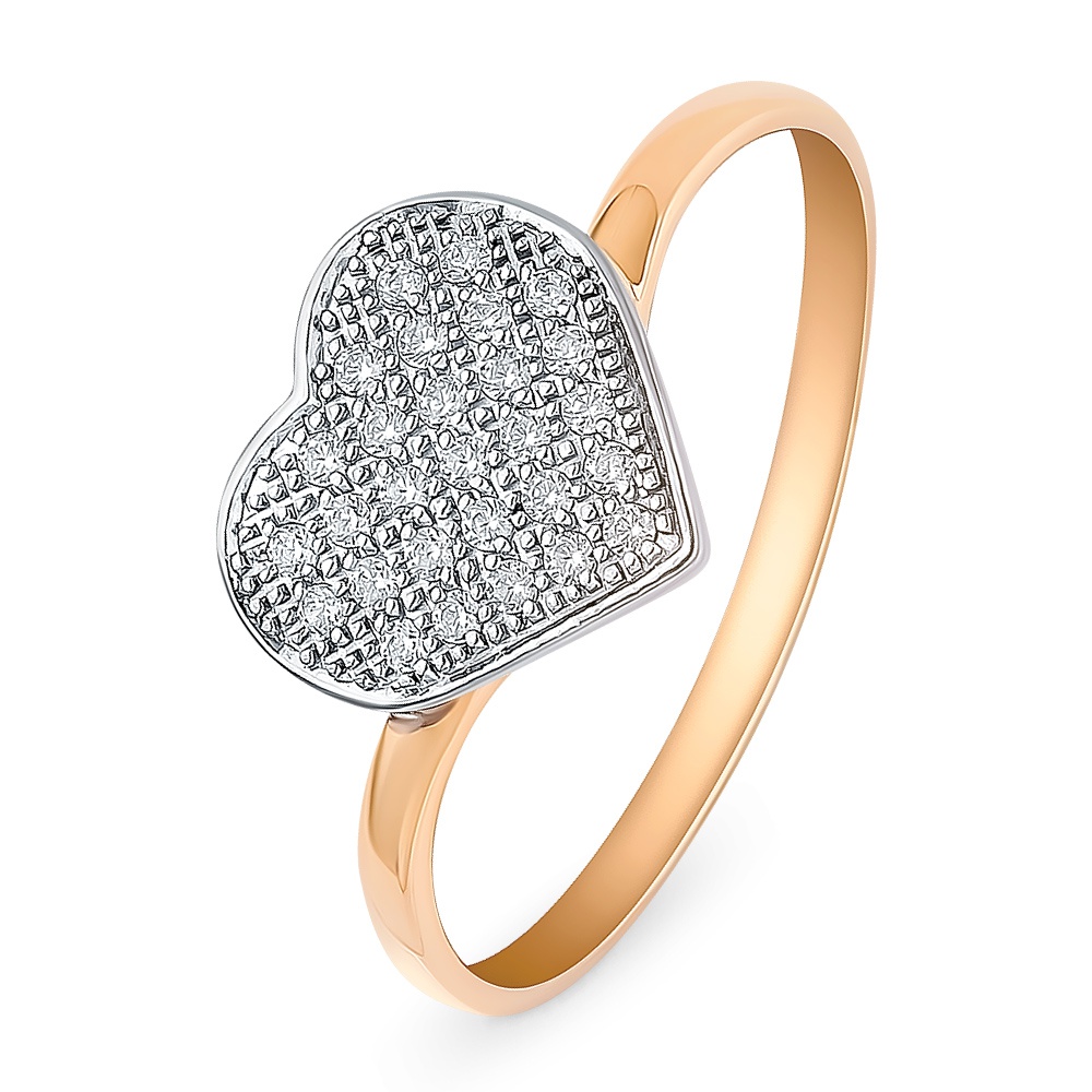 

Кольцо женское из красного золота с фианитом 585Gold 399000247, р, 399000247