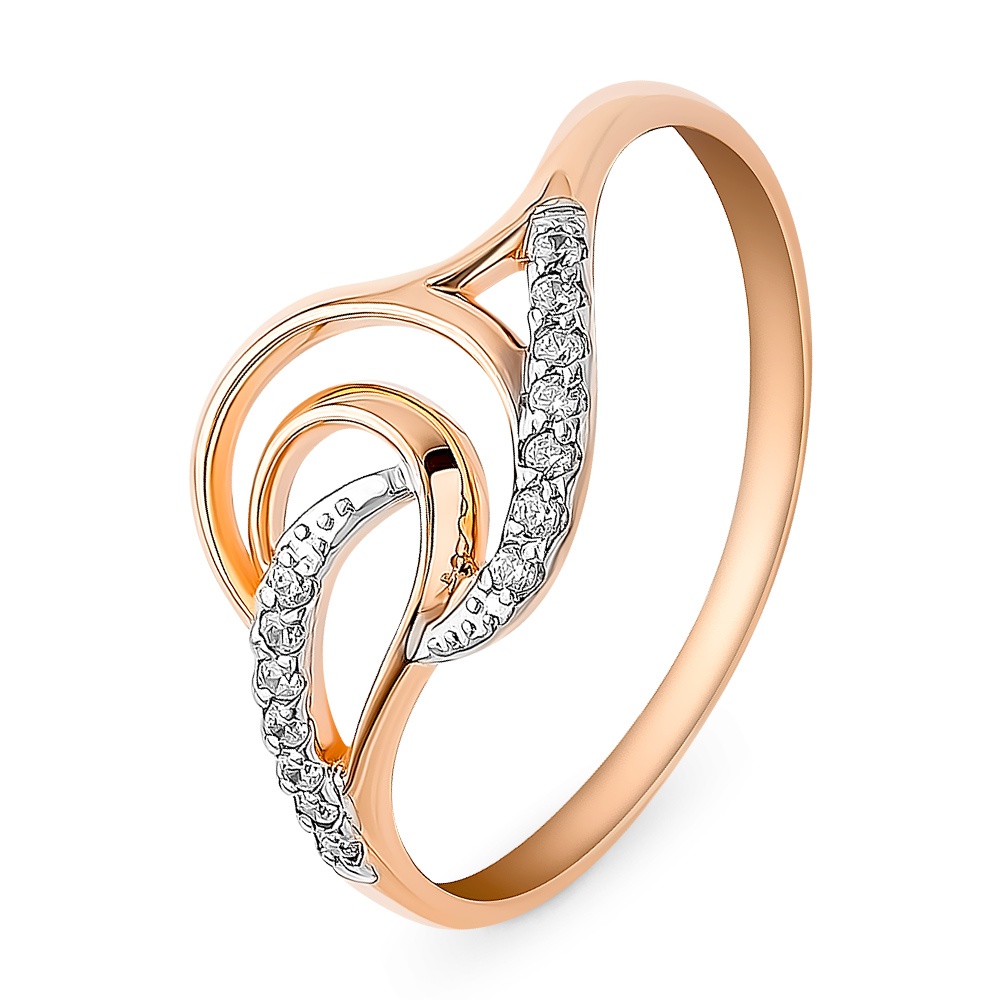

Кольцо женское из красного золота с фианитом 585Gold 399000174, р, 399000174