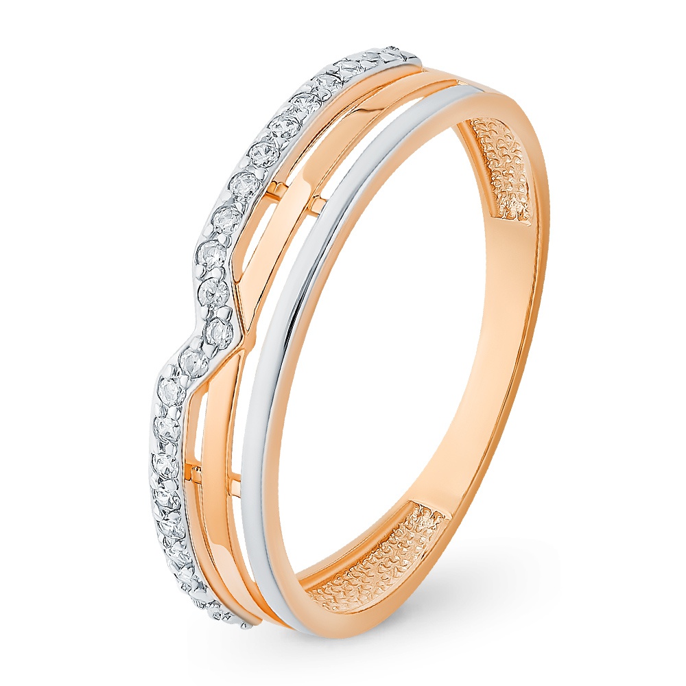 

Кольцо женское из красного золота с фианитом 585Gold 399000105, р, 399000105