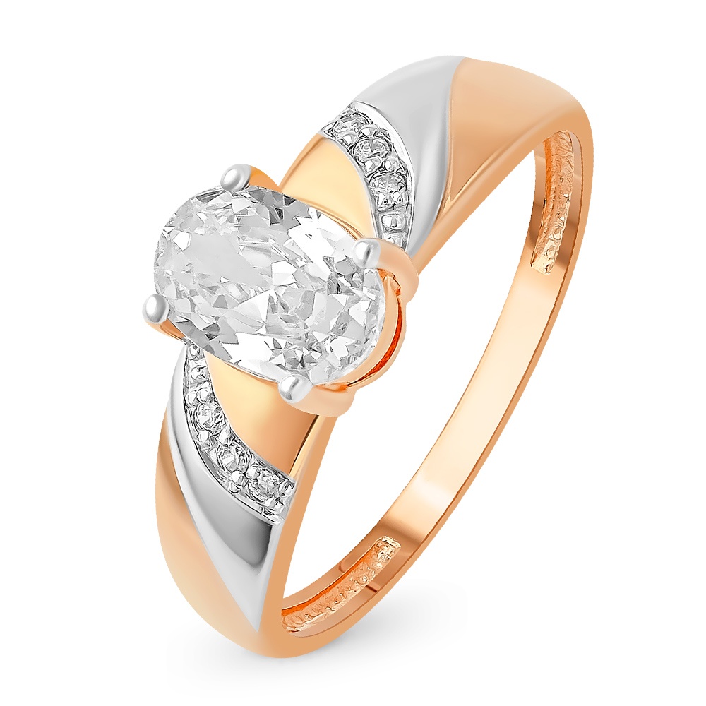 

Кольцо женское из красного золота с фианитом 585Gold 399000170, р, 399000170