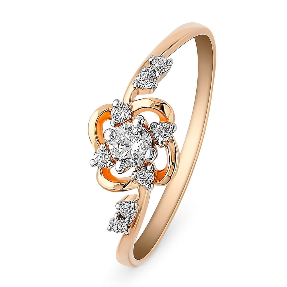 

Кольцо женское из красного золота с фианитом 585Gold 399000167, р, 399000167