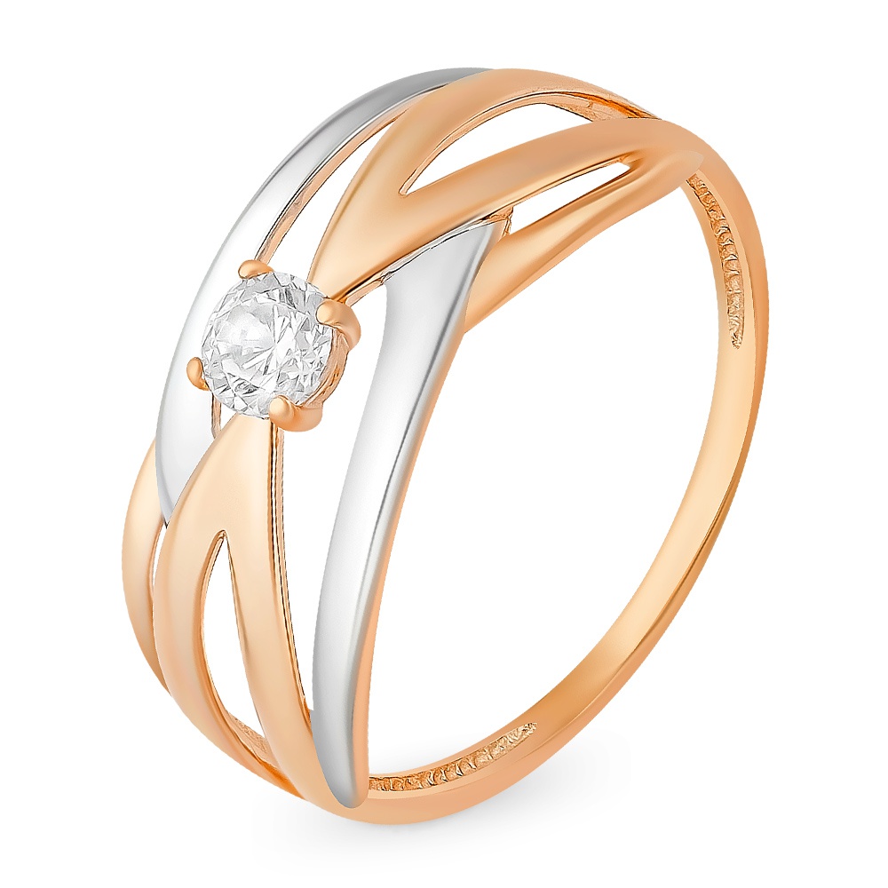 

Кольцо женское из красного золота с фианитом 585Gold 399000044, р, 399000044