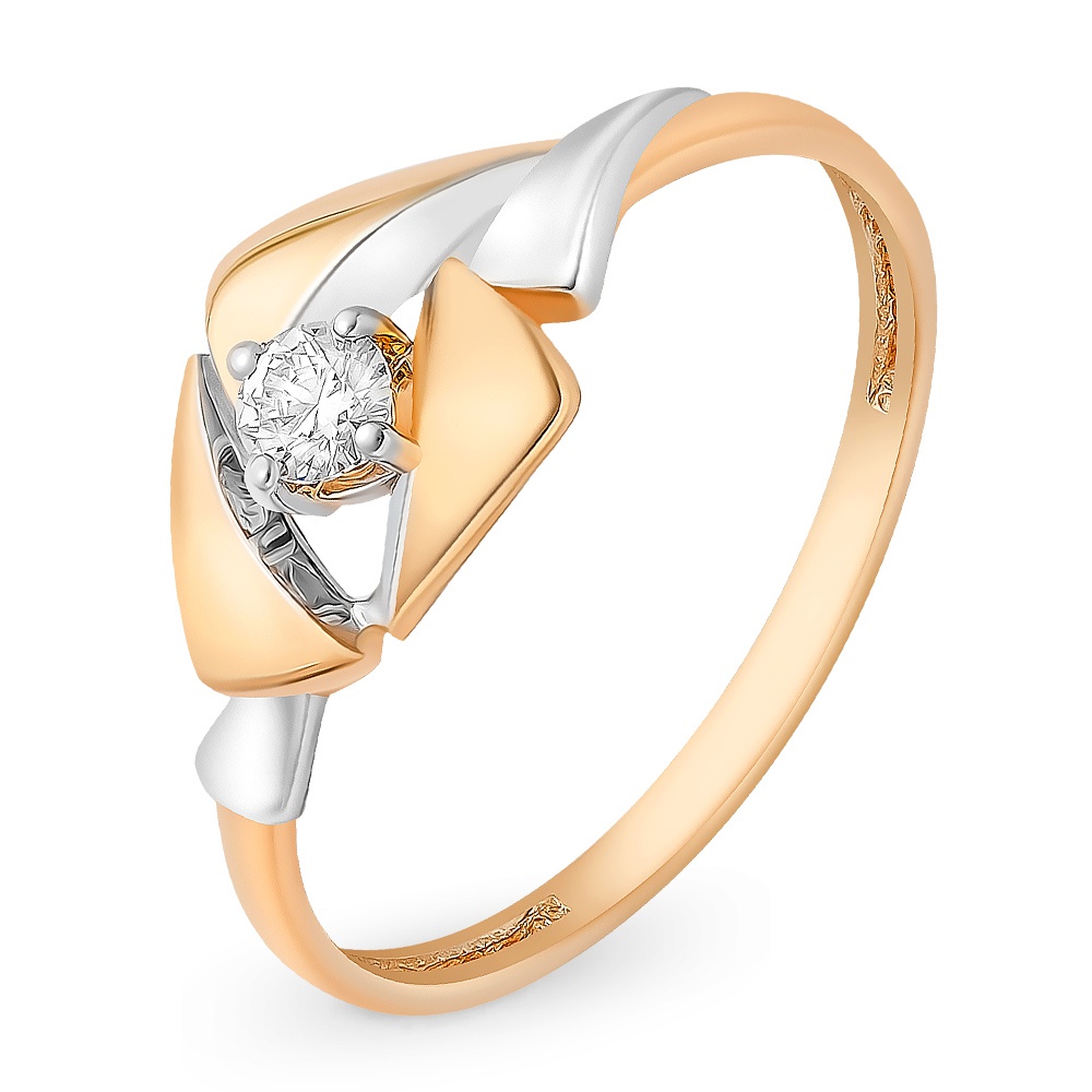 

Кольцо женское из красного золота с фианитом 585Gold 399000165, р, 399000165