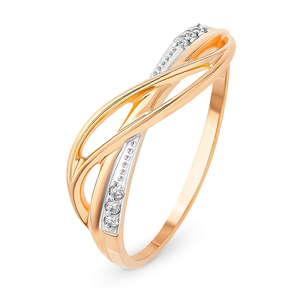 

Кольцо женское из красного золота с фианитом 585Gold 399000095, р, 399000095