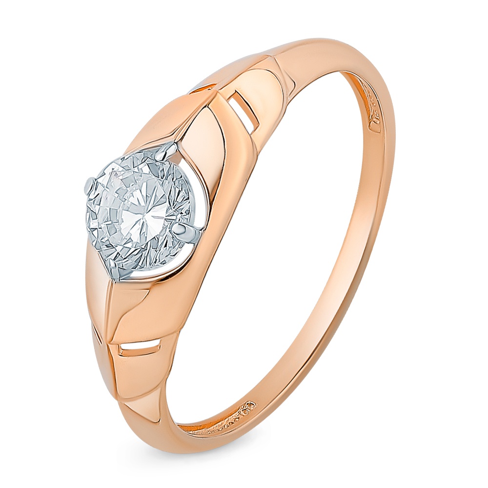 

Кольцо женское из красного золота с фианитом 585Gold 399000090, р, 399000090