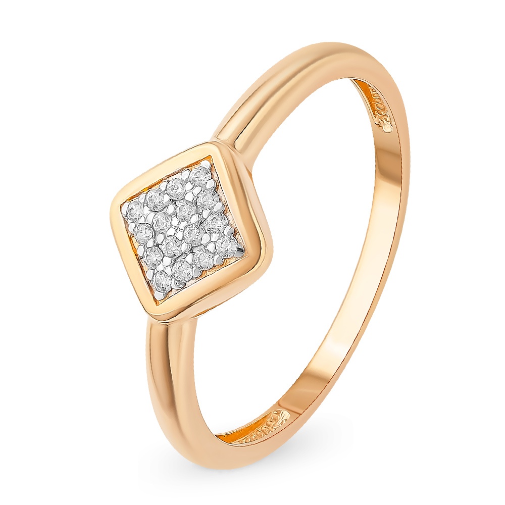 

Кольцо женское из красного золота с фианитом 585Gold 399000036, р, 399000036