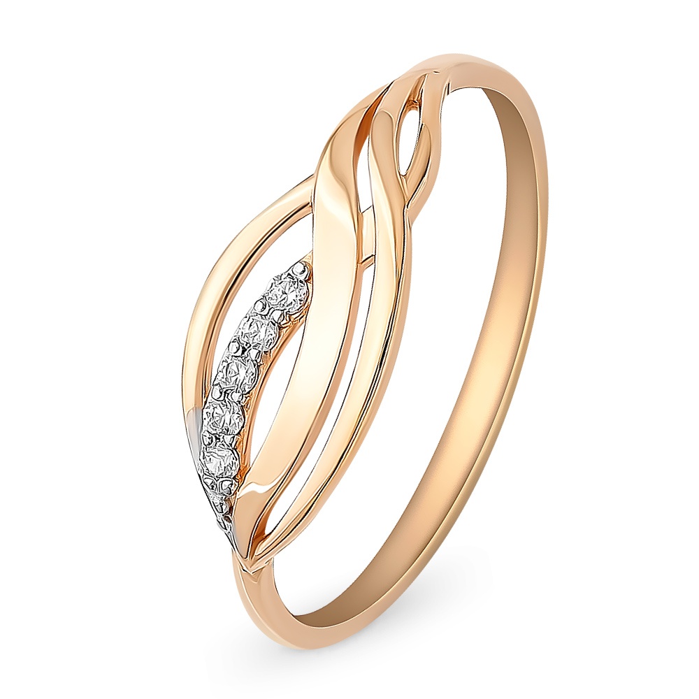 

Кольцо женское из красного золота с фианитом 585Gold 399000089, р, 399000089