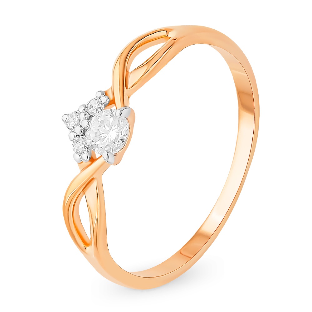 

Кольцо женское из красного золота с фианитом 585Gold 399000086, р, 399000086