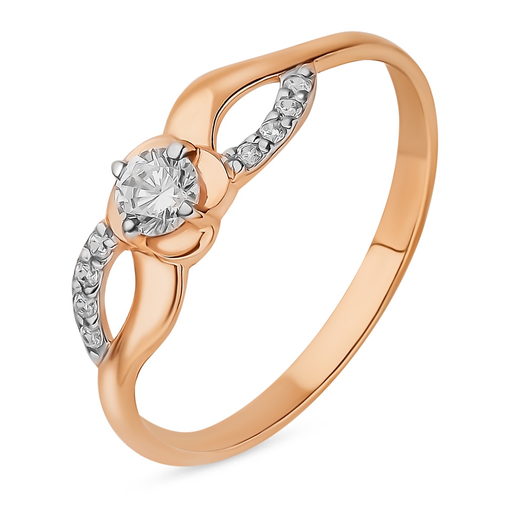 

Кольцо женское из красного золота с фианитом 585Gold 399000152, р, 399000152