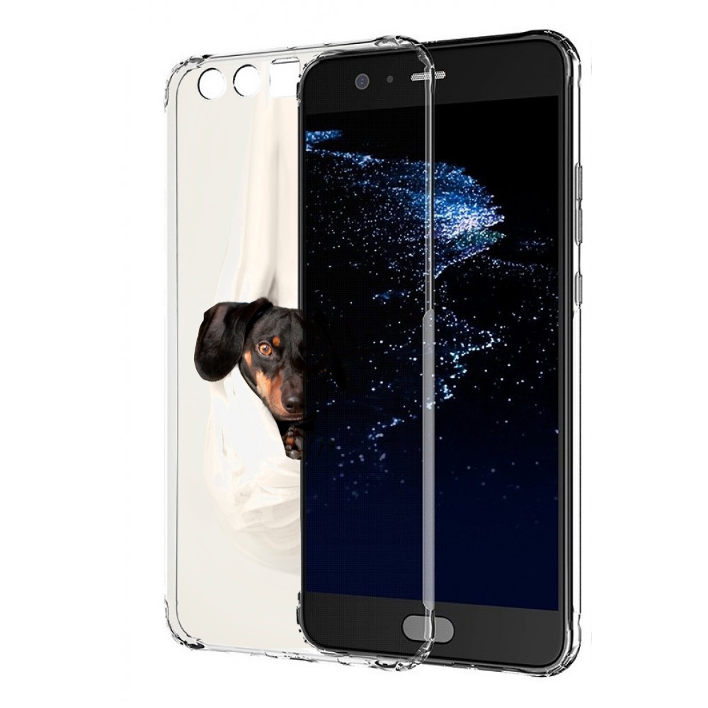 

Чехол бампер MyPads такса собака для Huawei P10 Plus противоударный, Прозрачный, Tocco
