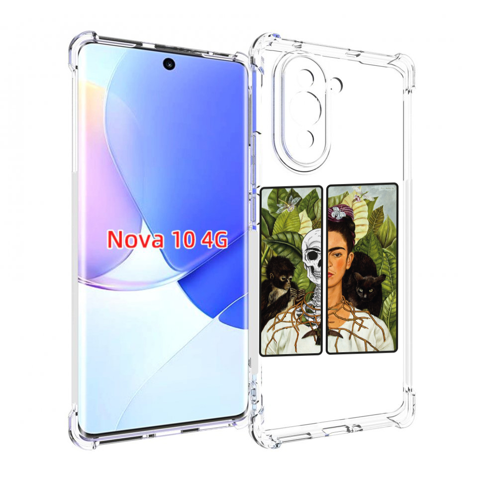 Чехол MyPads сдвоенная картинка девушка скелет для Huawei Nova 10