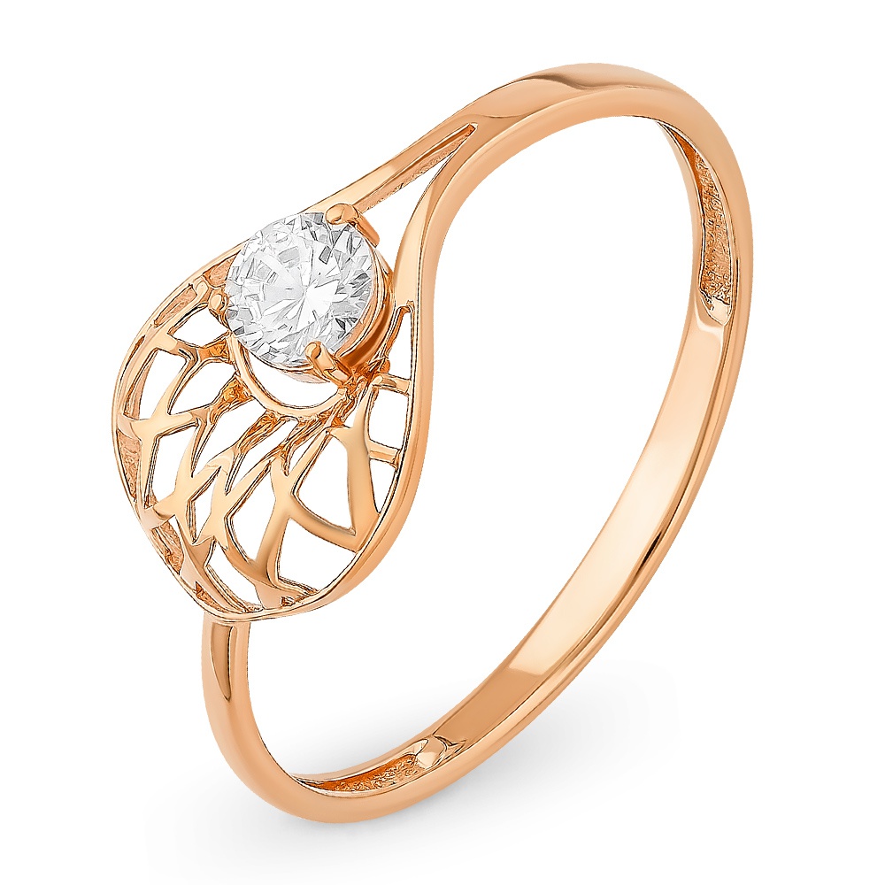 

Кольцо женское из красного золота с фианитом 585Gold 301011217, р, 301011217
