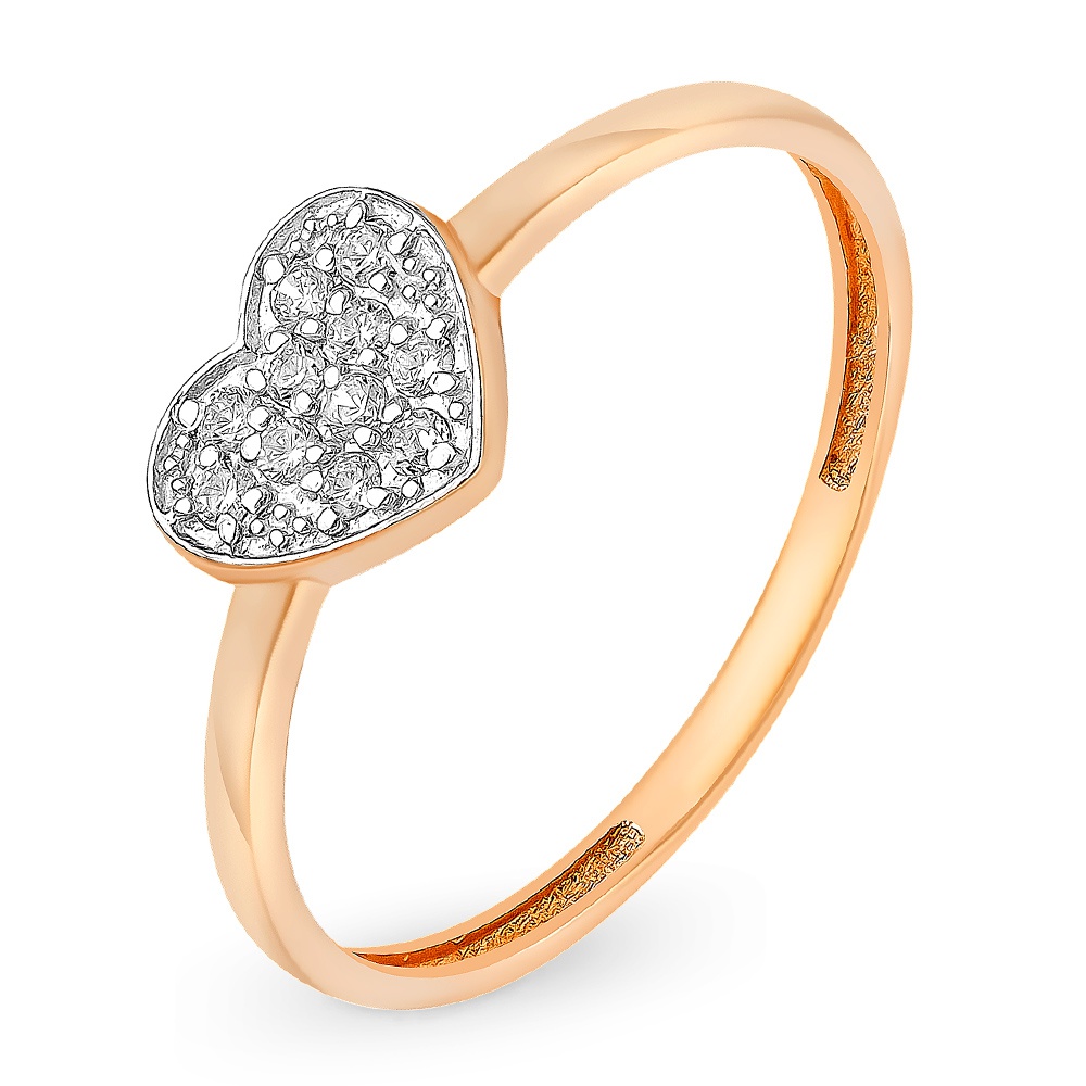 

Кольцо женское из красного золота с фианитом 585Gold 301011214, р, 301011214
