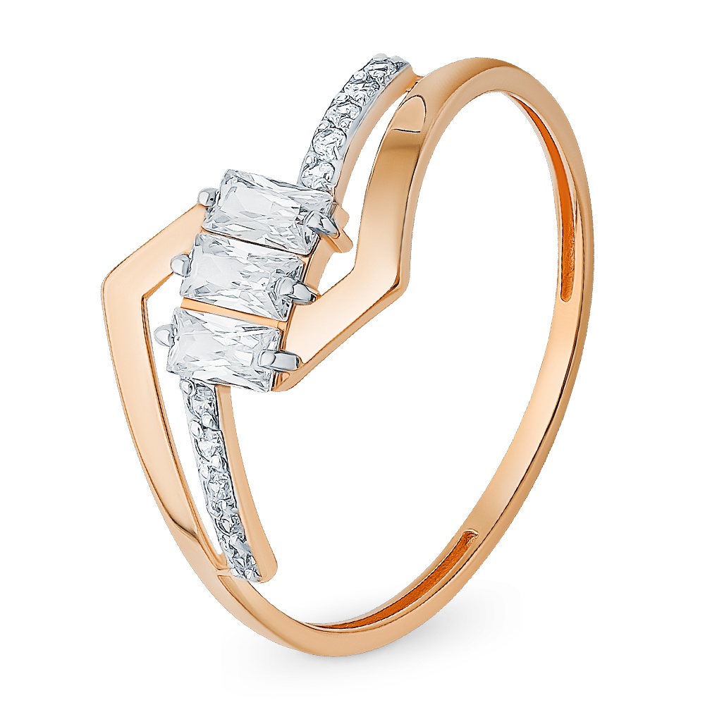 

Кольцо женское из красного золота с фианитом 585Gold 301011213, р, 301011213