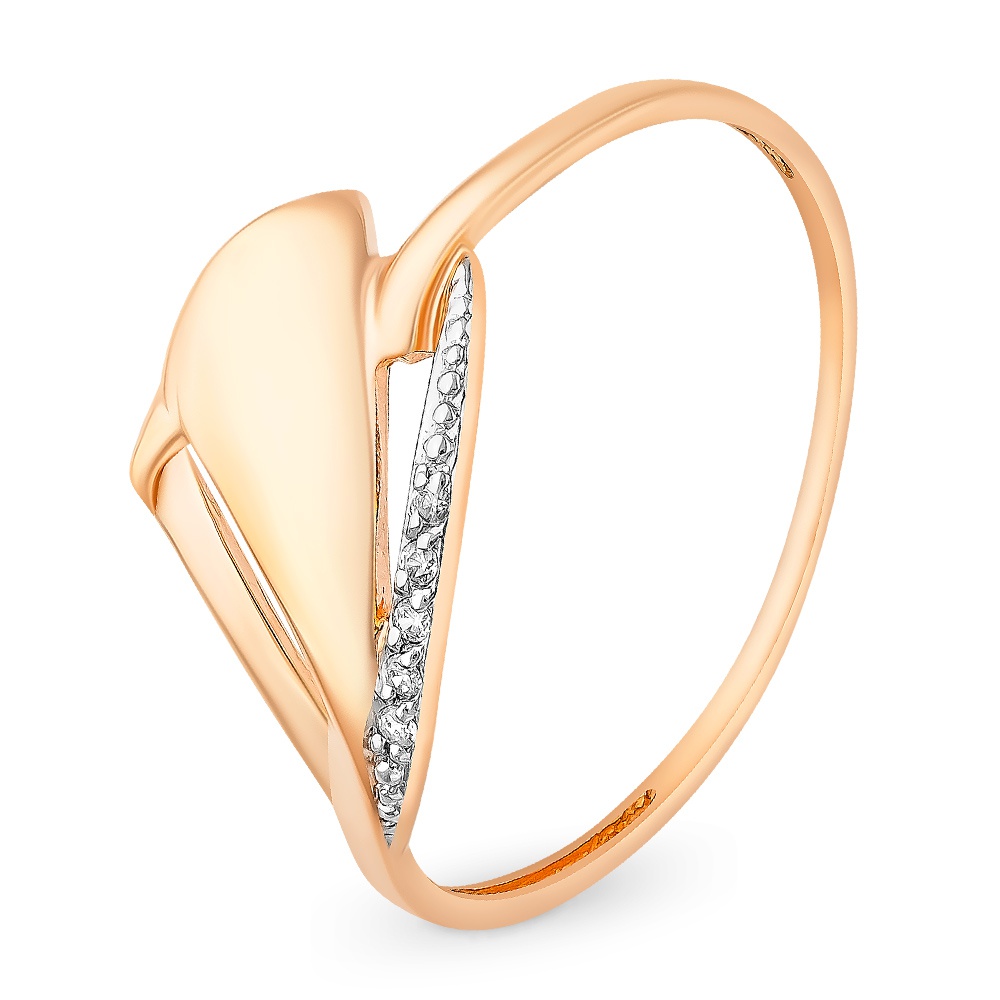

Кольцо женское из красного золота с фианитом 585Gold 301011224, р, 301011224