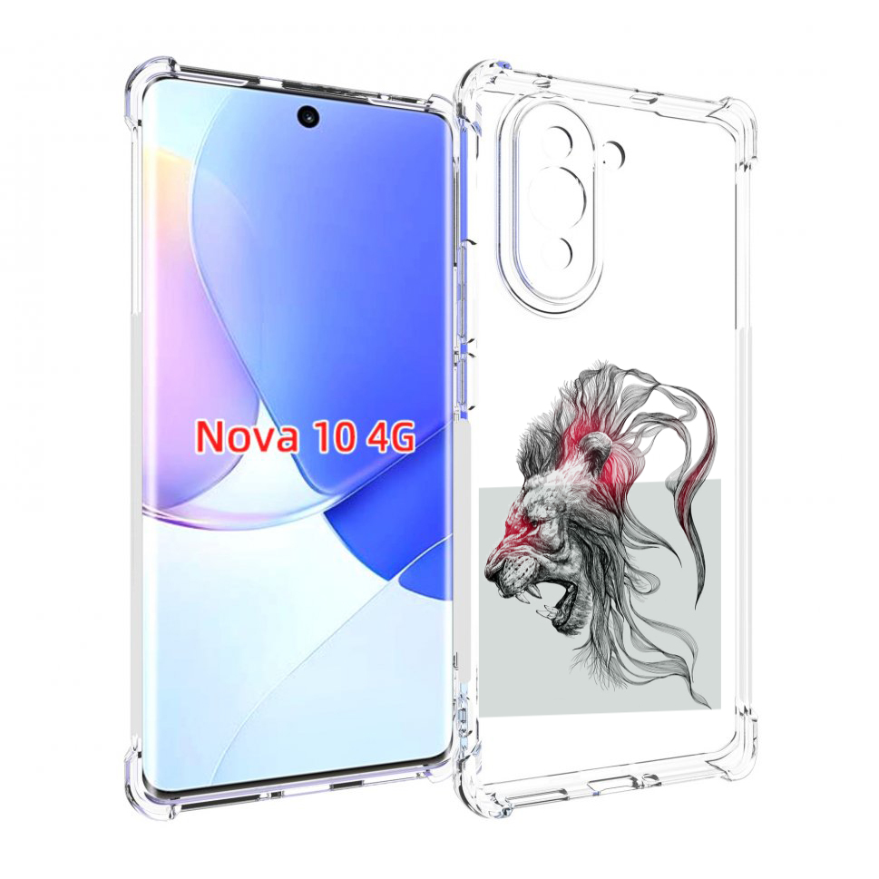 

Чехол MyPads разъяренный лев для Huawei Nova 10, Прозрачный, Tocco