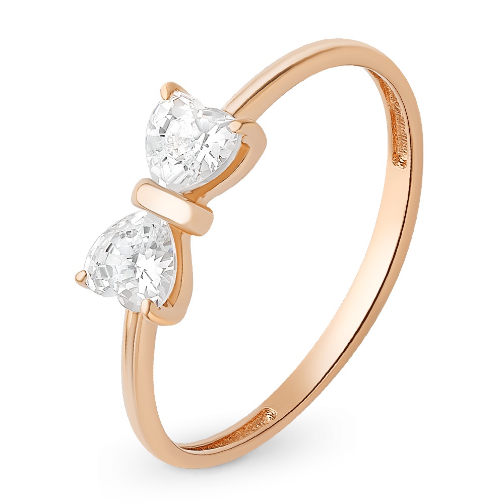 

Кольцо женское из красного золота с фианитом 585Gold 301011209, р, 301011209