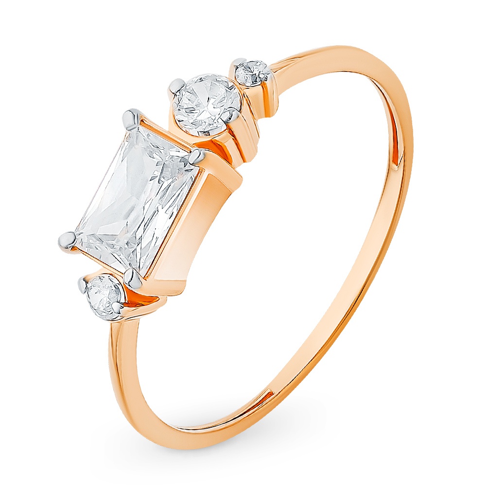 

Кольцо женское из красного золота с фианитом 585Gold 301011220, р, 301011220
