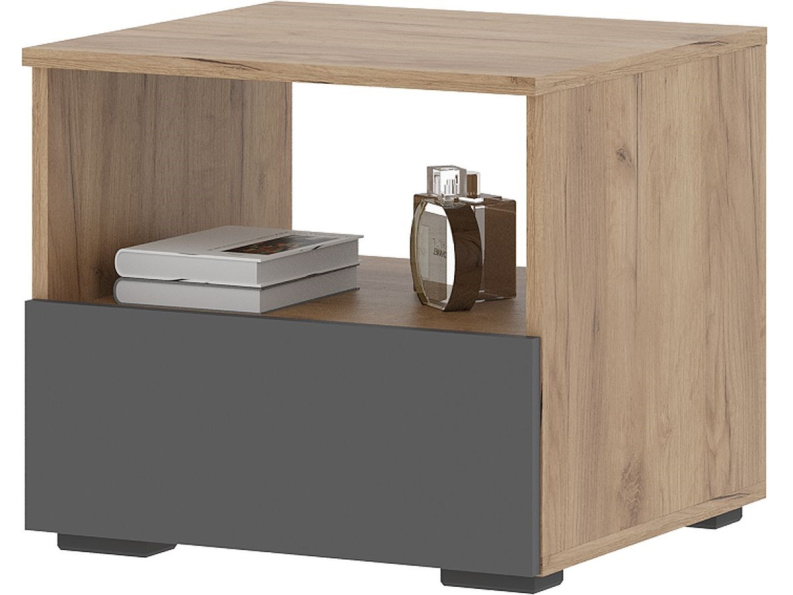 Прикроватная тумба Стендмебель Хелен, графит/дуб крафт золотой