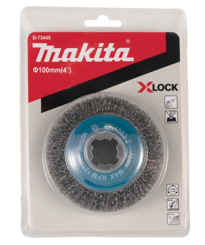 Щетка проволочная конусная X-LOCK (100 мм, толщина проволоки 0,3 мм) Makita D-73449 щетка makita d 73433 d 75 мм 0 3 мм x lock проволочная чашечная