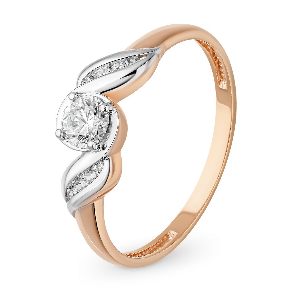 

Кольцо женское из красного золота с фианитом 585Gold 301011097, р, 301011097