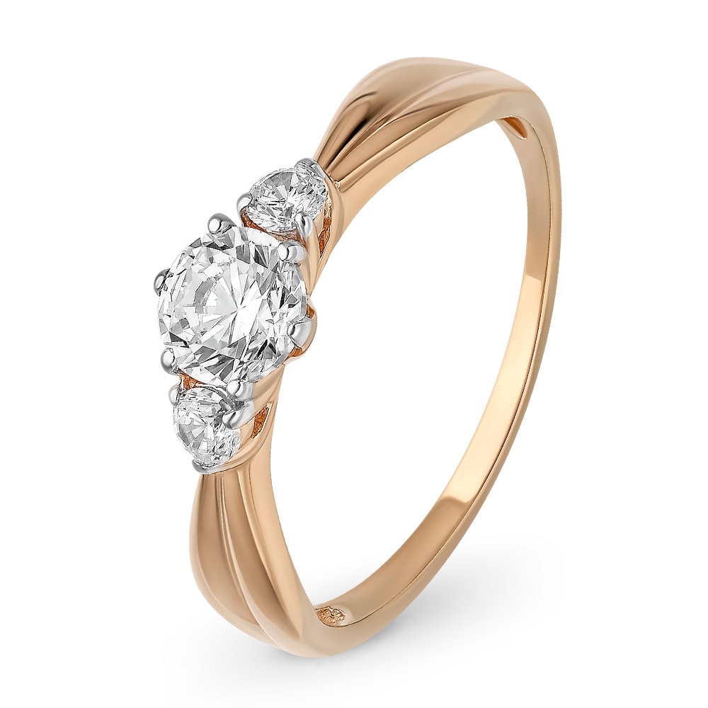 

Кольцо женское из красного золота с фианитом 585Gold 301011080, р, 301011080