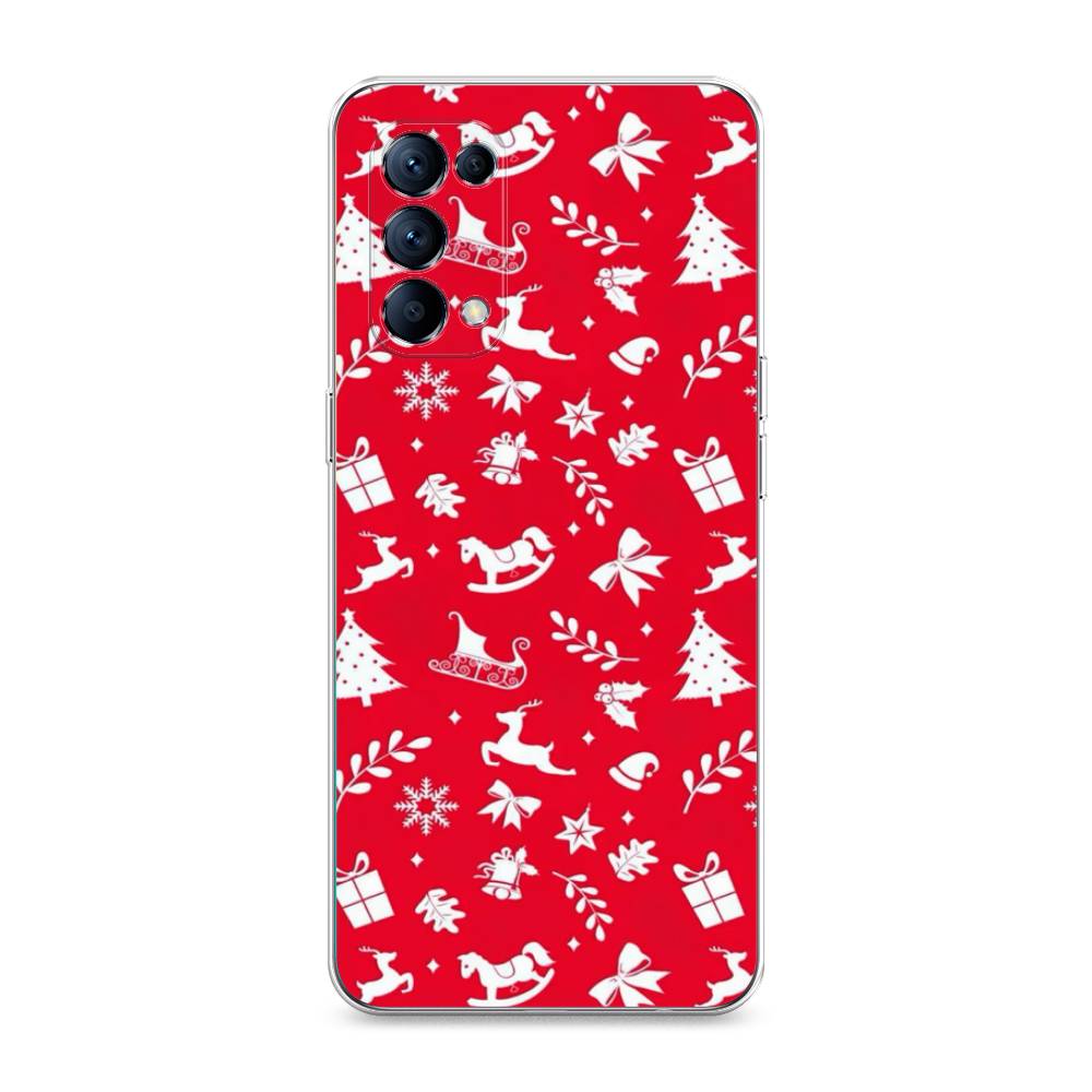 

Чехол для Oppo Reno 5 "Красный новогодний фон", Красный;белый, 255250-5