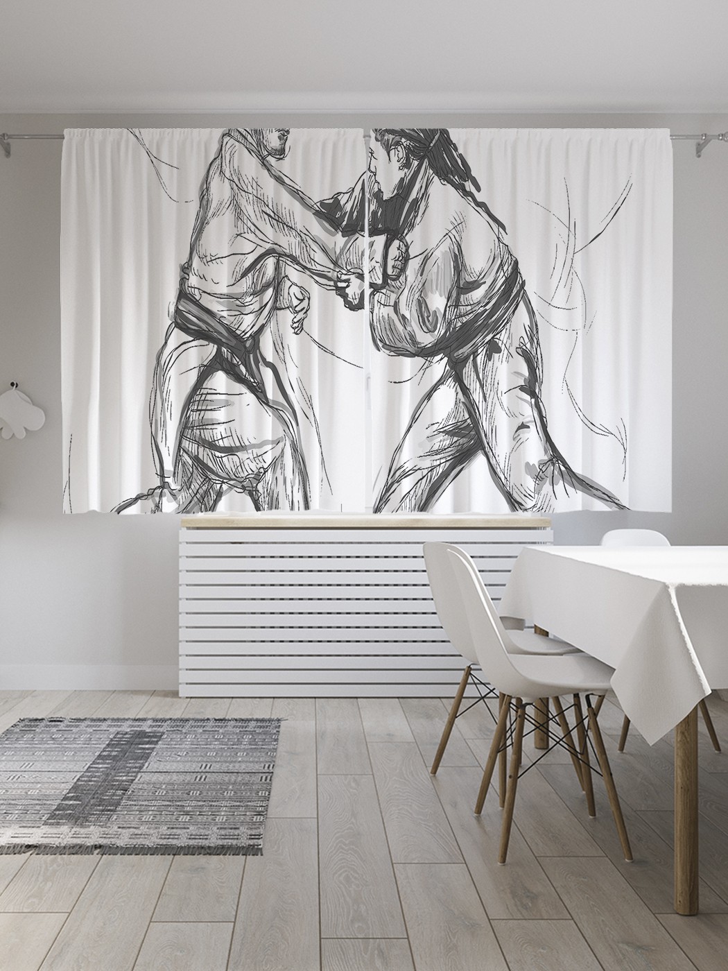 

Классические шторы JoyArty "Графика борьбы", серия Oxford DeLux, 2 полотна 145x180 см, Графика борьбы