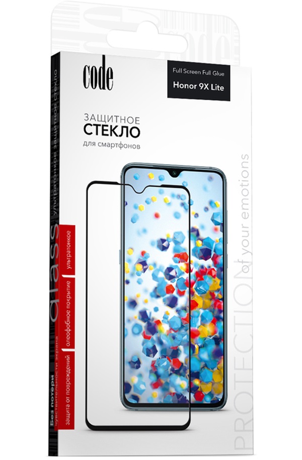 фото Защитное стекло code full screen для honor 9x lite 0.33mm black