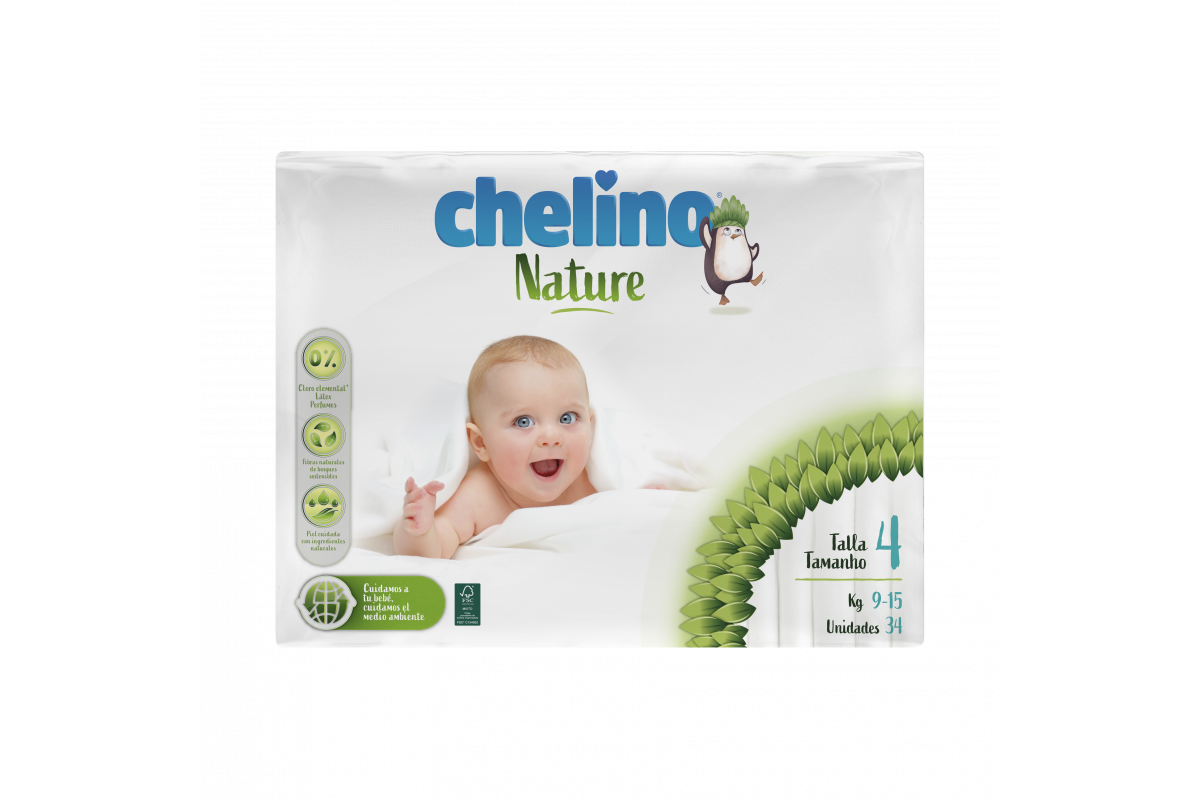 фото Подгузники chelino nature размер 4 (9-15 кг), 34 шт.