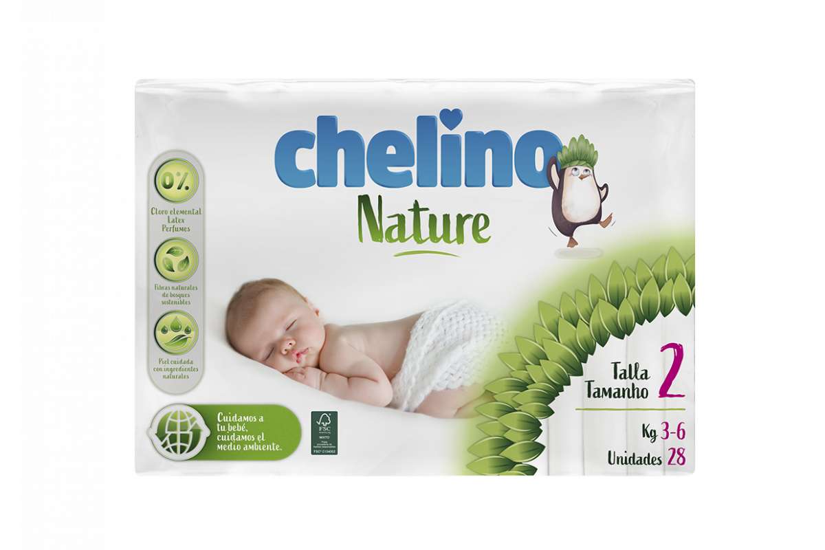 Подгузники Chelino Nature размер 2 (2-6 кг), 28 шт.