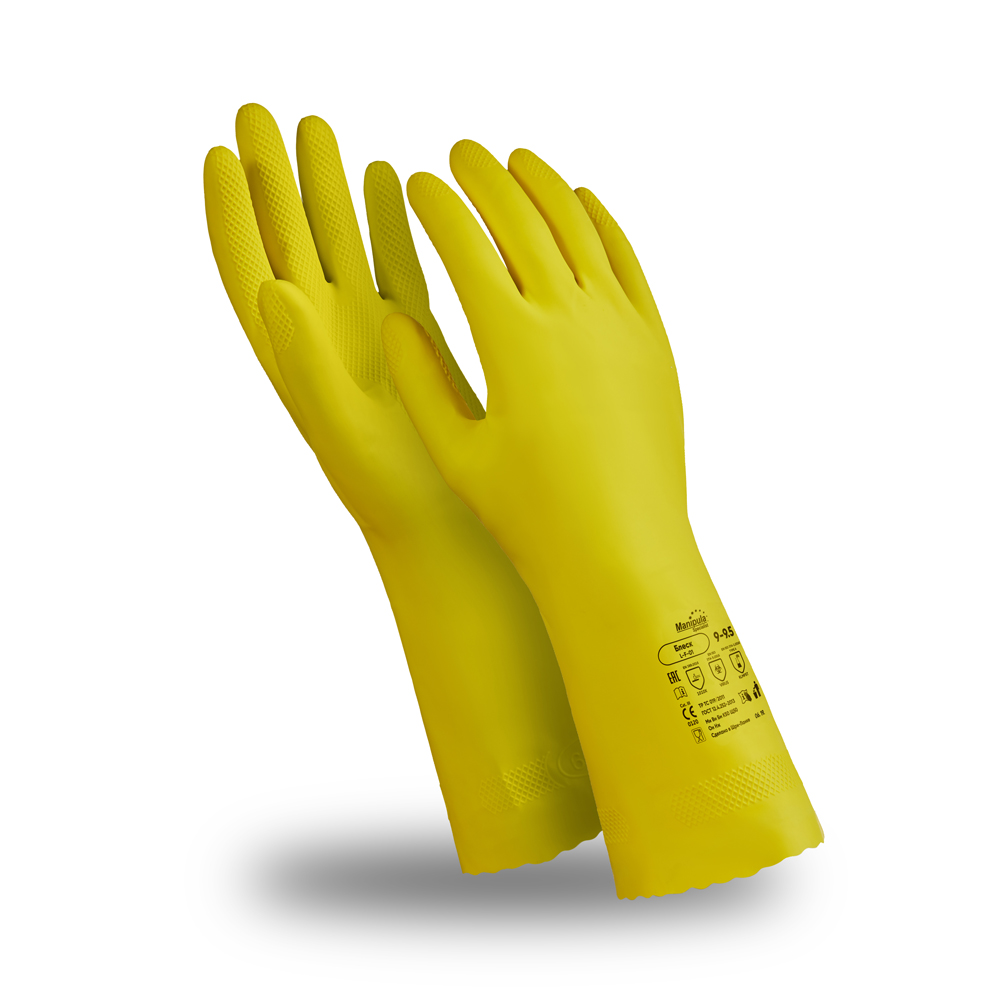 Купить Перчатки защитные латекс Manipula БЛЕСК (L-F-01) р.7-7, 5 (S), желтый, 7(M)