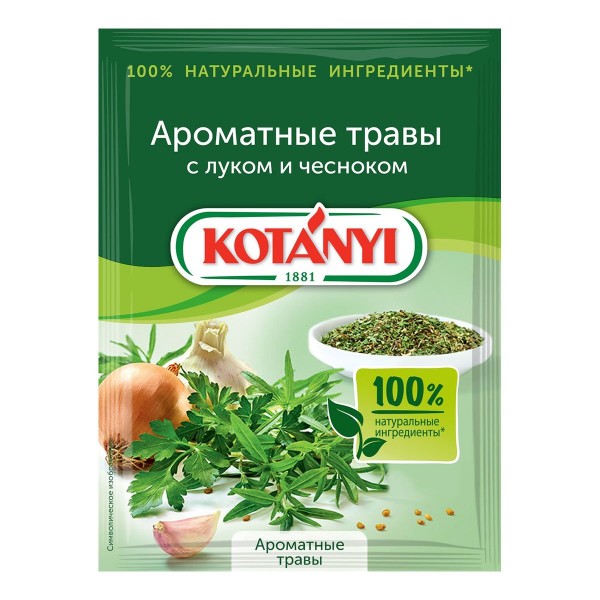 

Приправа Kotanyi Ароматные травы с луком и чесноком 20 г