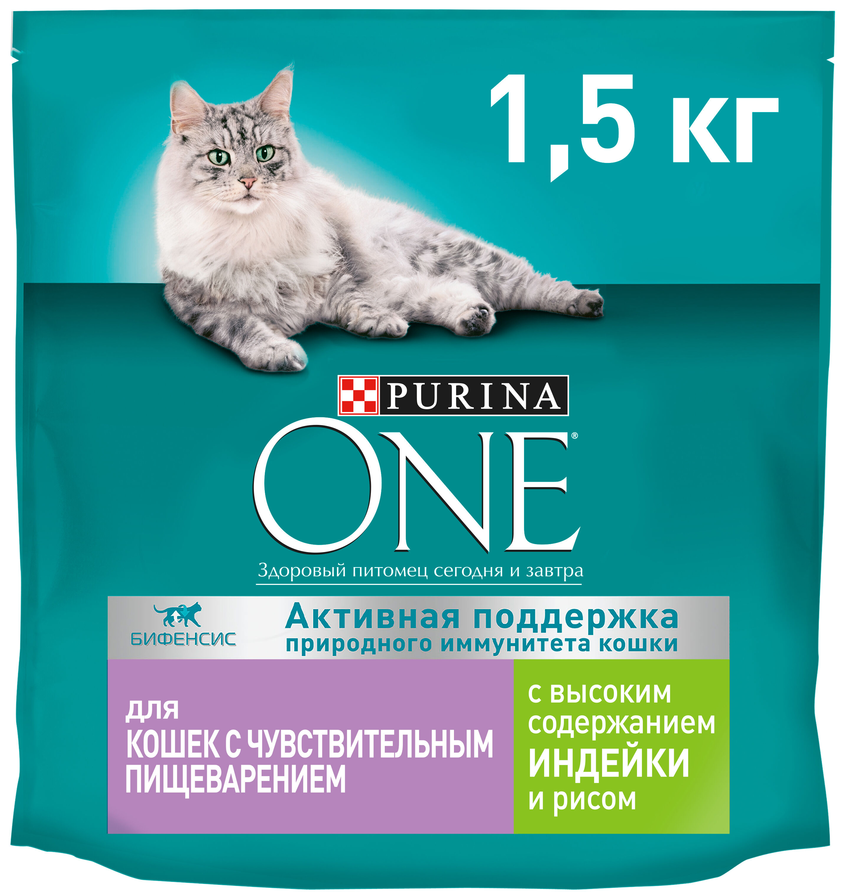

Сухой корм для взрослых кошек Purina One Sensitive индейка, 2 шт по 1,5 кг