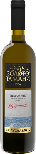 Вино Fanagoria Zoloto Tamani Chardonnay белое, полусладкое, 700 мл