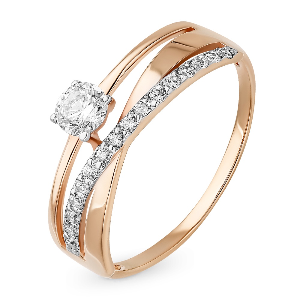 

Кольцо женское из красного золота с фианитом 585Gold 301011067, р, 301011067