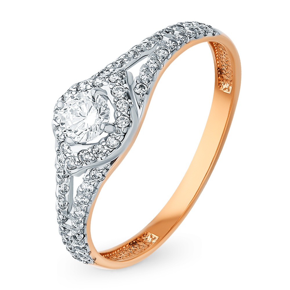

Кольцо женское из красного золота с фианитом 585Gold 301011086, р. 19, 301011086