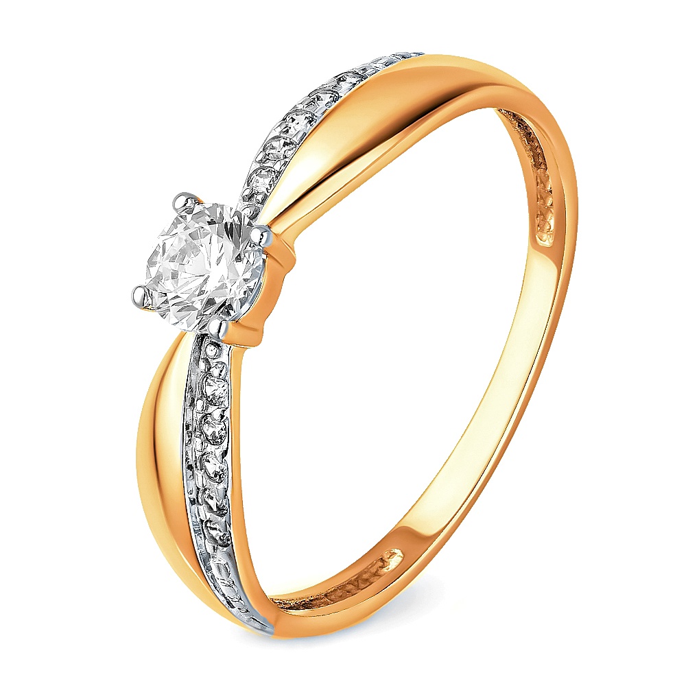 

Кольцо женское из красного золота с фианитом 585Gold 301011087, р, 301011087