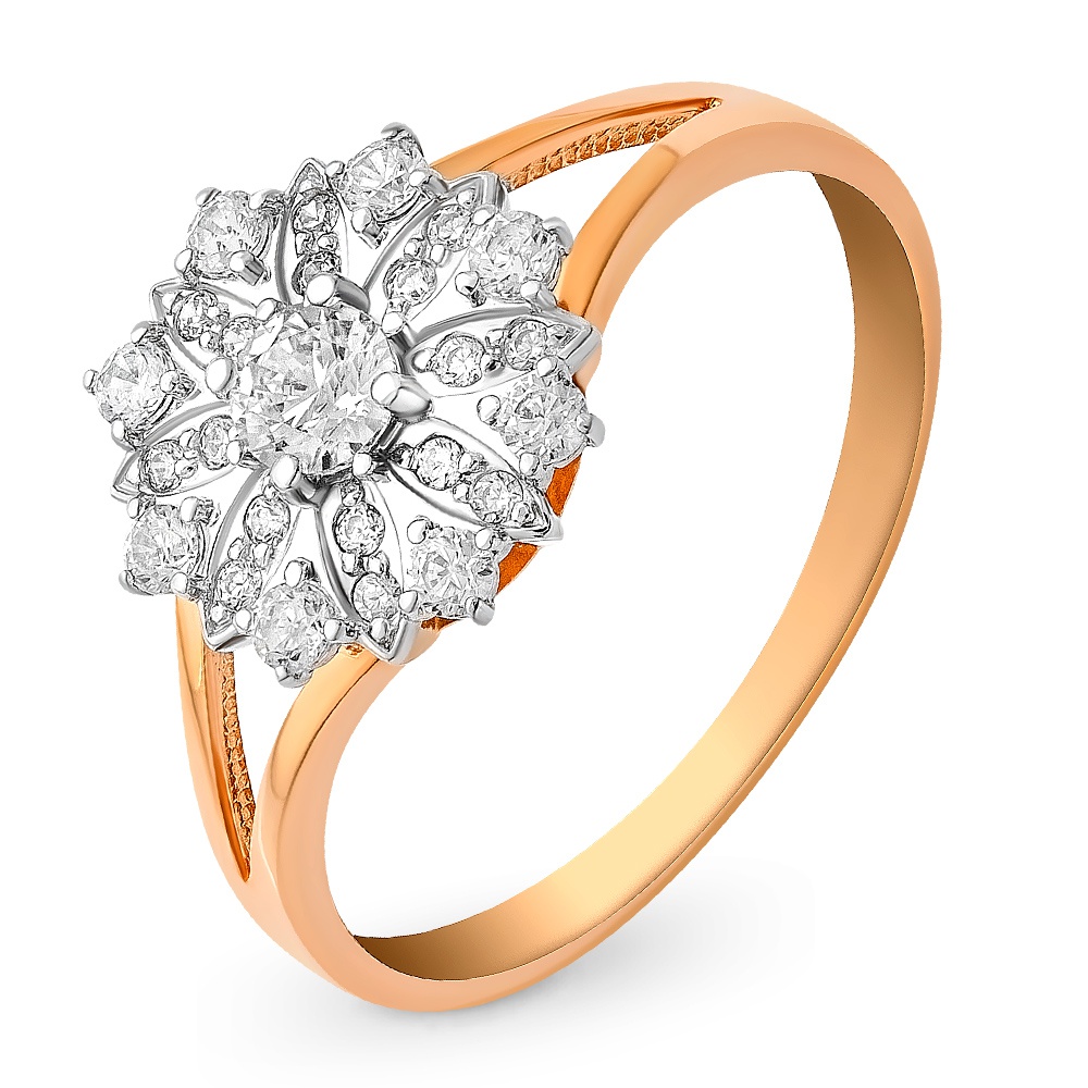 

Кольцо женское из красного золота с фианитом 585Gold 301011128, р, 301011128