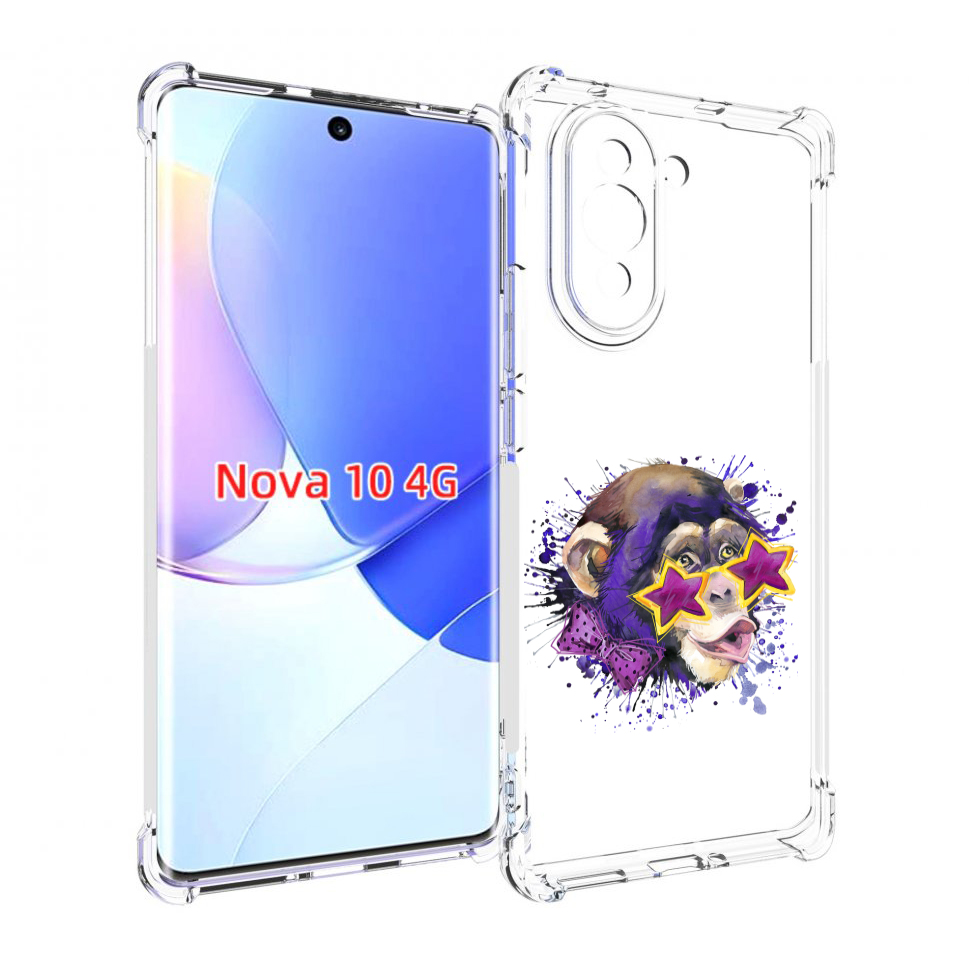 

Чехол MyPads обезьяна в очках для Huawei Nova 10, Прозрачный, Tocco