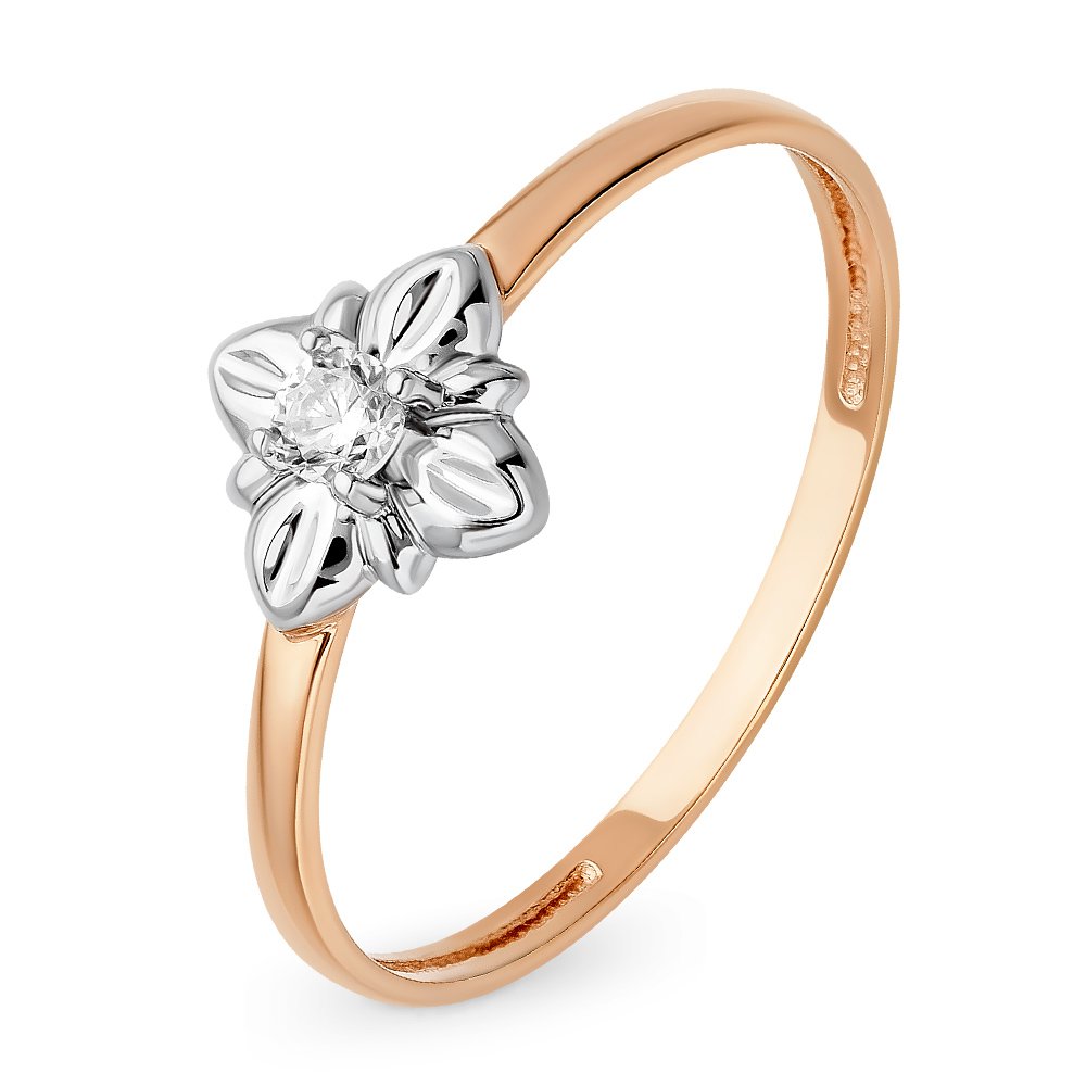 

Кольцо женское из красного золота с фианитом 585Gold 301011133, р, 301011133