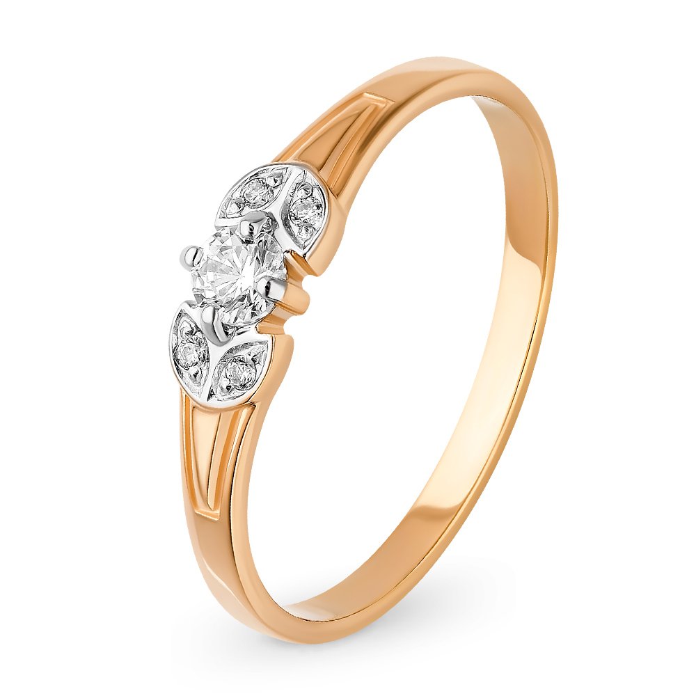 

Кольцо женское из красного золота с фианитом 585Gold 301011111, р, 301011111