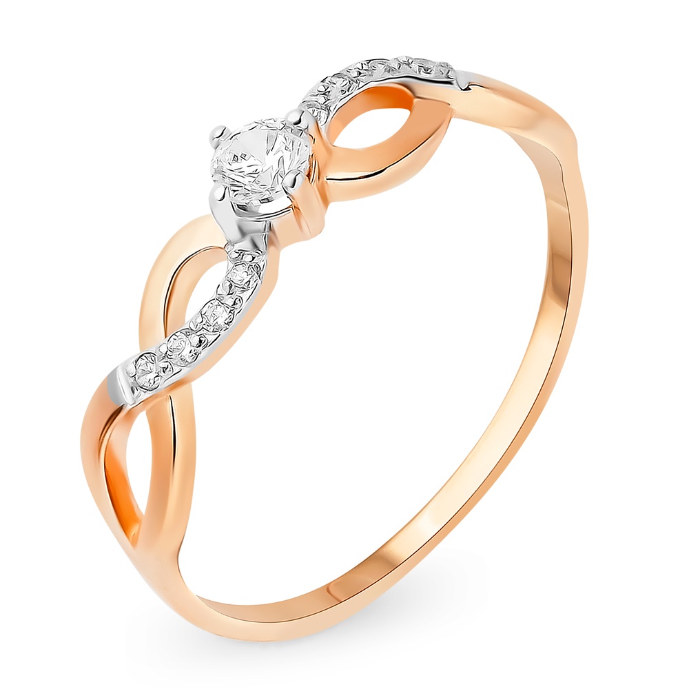 

Кольцо женское из красного золота с фианитом 585Gold 301011119, р, 301011119