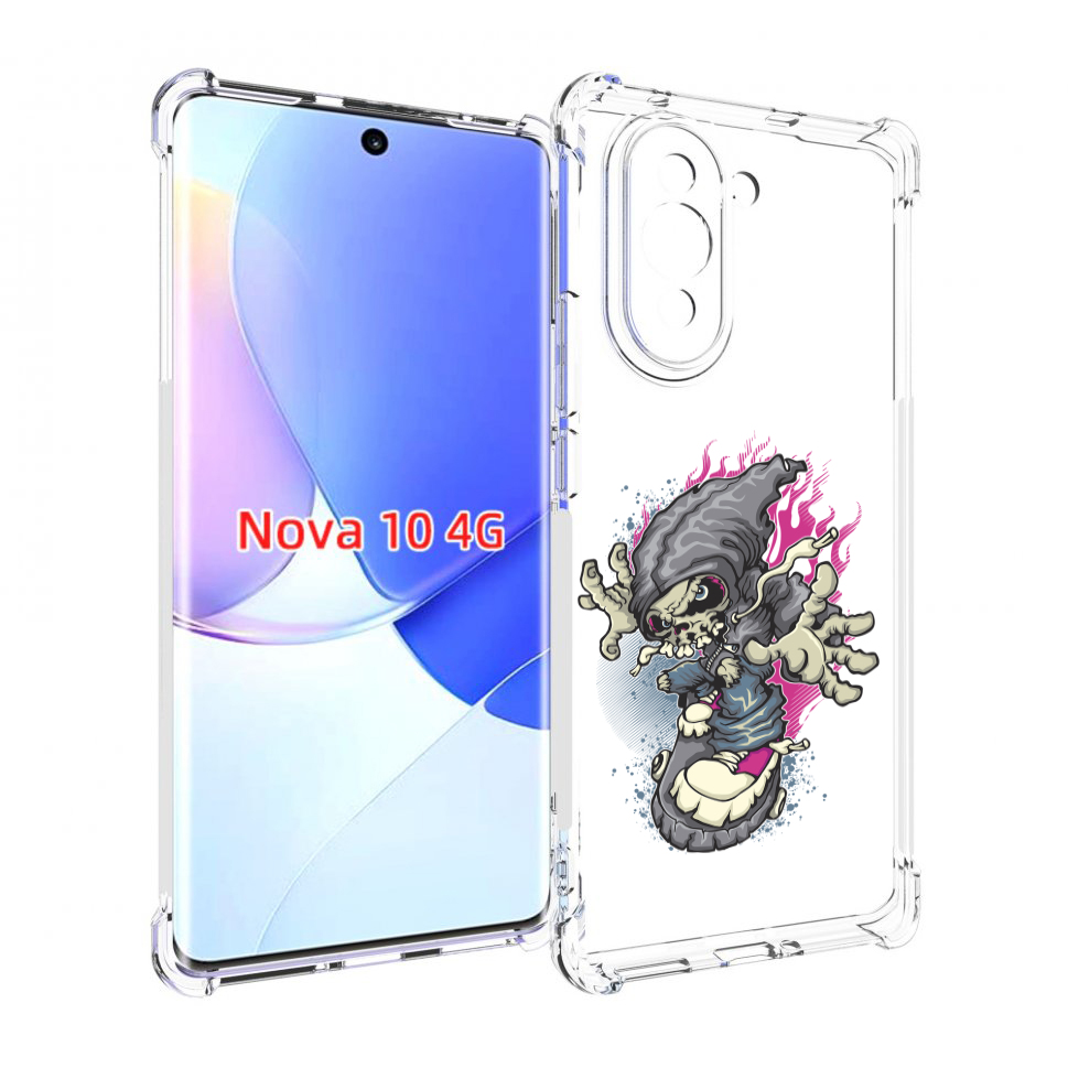 

Чехол MyPads нарисованный скелет на скейт борде для Huawei Nova 10, Прозрачный, Tocco