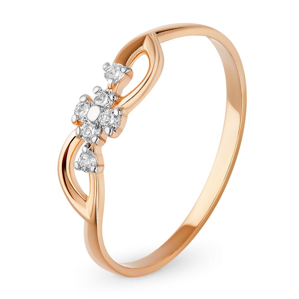 

Кольцо женское из красного золота с фианитом 585Gold 301011052, р, 301011052