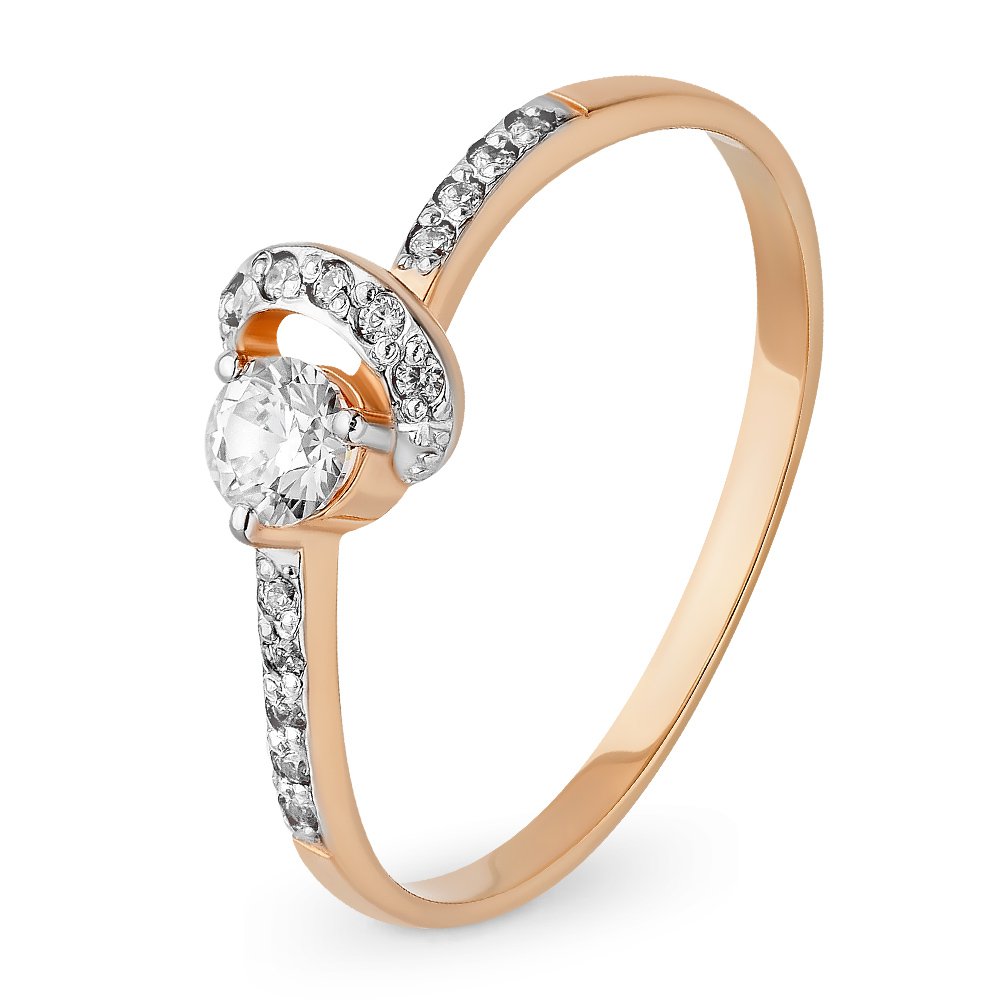 

Кольцо женское из красного золота с фианитом 585Gold 301011062, р, 301011062